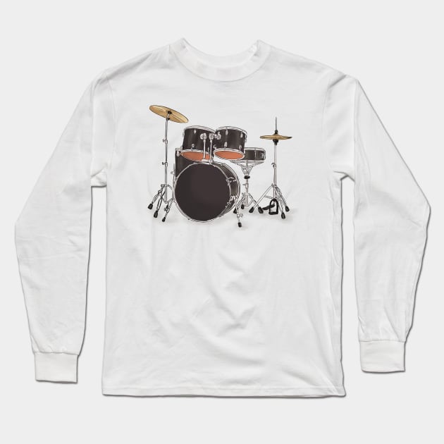 DRUM MUSIC Digital Art Long Sleeve T-Shirt by GambarGrace